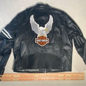 Wilson’s Leather M. Julian Black/White Stripe Leather Moto Harley Jacket XL VTG